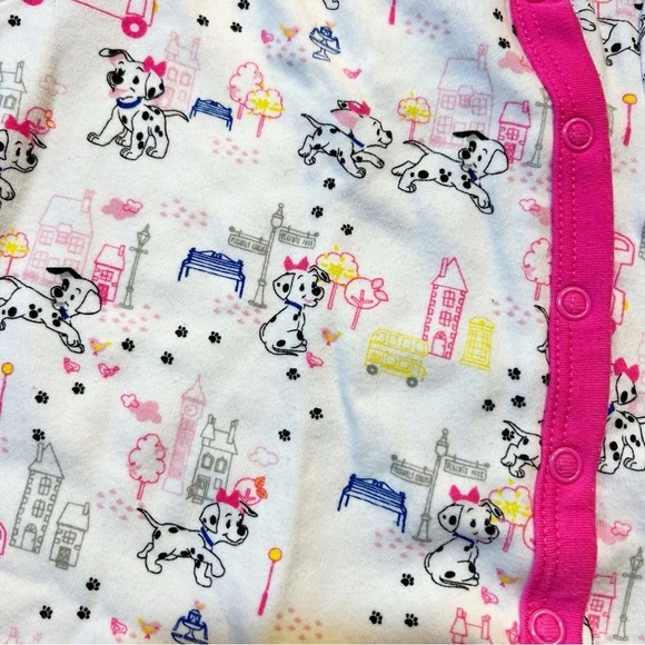 Disney Baby Store White Pink 101 Dalmatians Dog Baby Girls Snap Footie - Picture 3 of 4